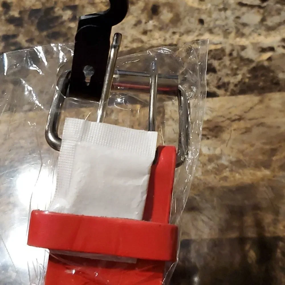 1.5 inch wide red riveted belt